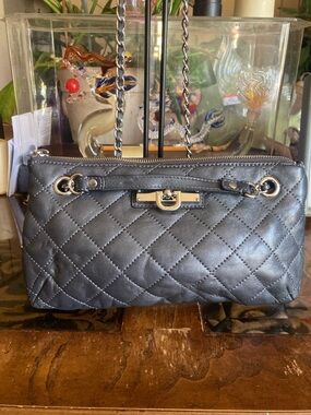 DKNY Quilted Black Shoulder Bag with Chain Strap